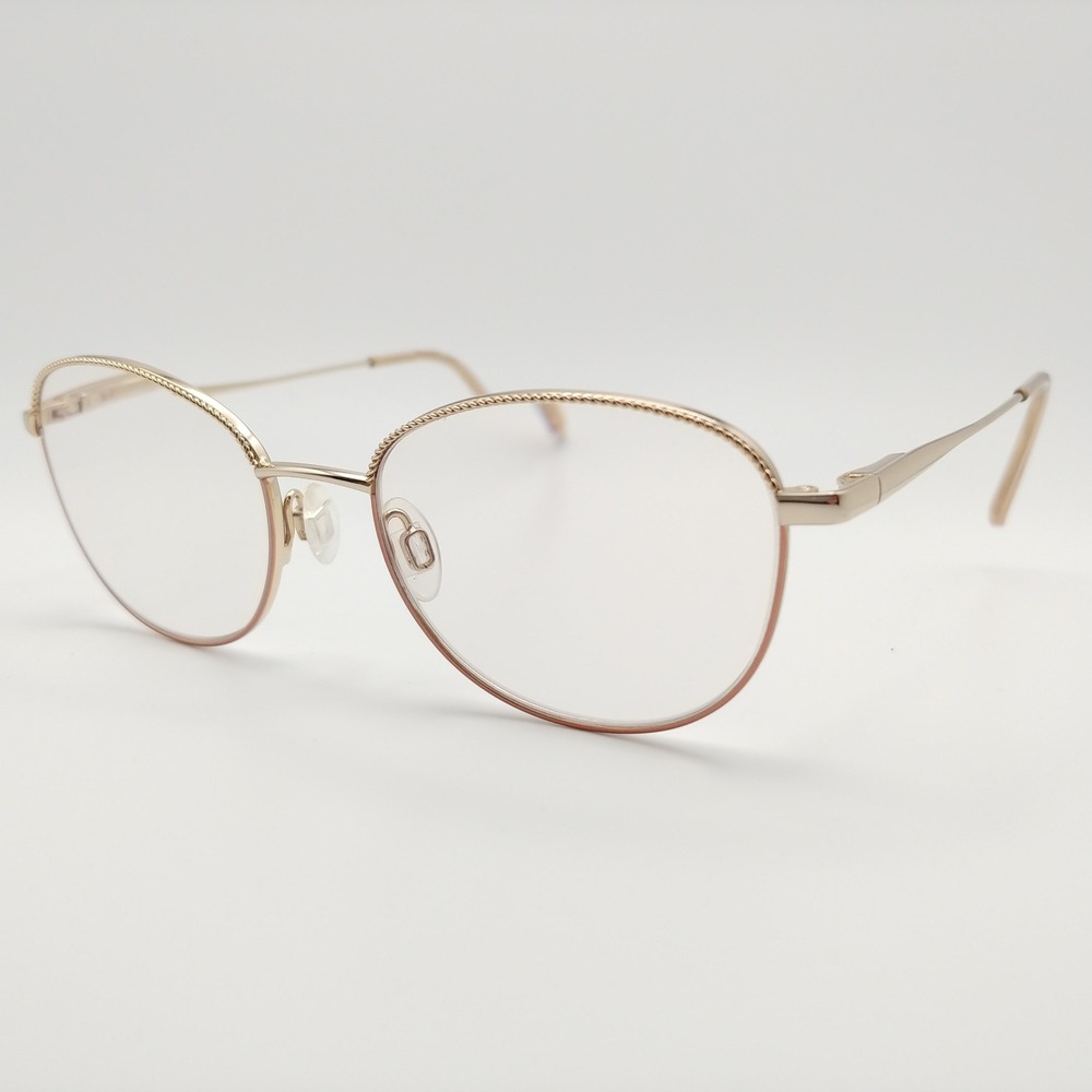 Elle Eyeglasses Women Gold Tone 51-17 Textured Twisted Wire Rim Cat Eye Frames